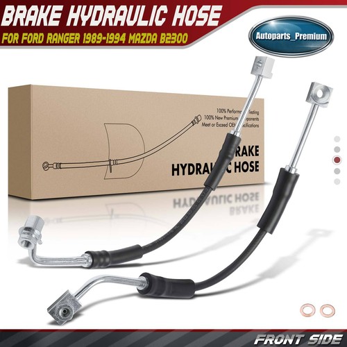 2x Front Left & Right Brake Hydraulic Hose for Ford Ranger 1989-1994 Mazda B2300