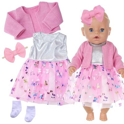 Rosa Puppenkleider Puppenkleidung 43cm 36cm 38cm Puppenkleid mit Tüll und Sch...