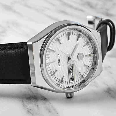 Pre-owned San Martin Sn0102-g Seagull Automatic White Dial 37mm 5atm Men's Dress Watch