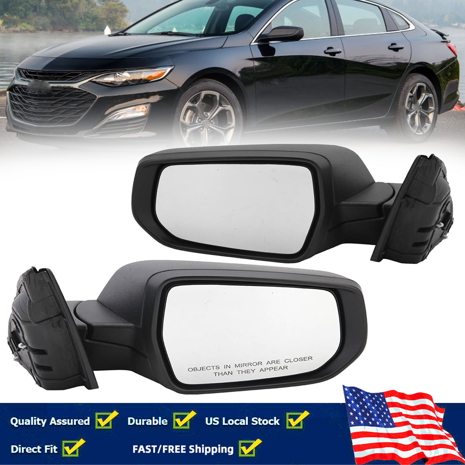 3-контактное текстурированное черное боковое зеркало в сборе для Chevrolet Malibu 2016-2020 2022