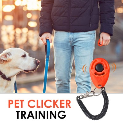 2 X Dog Training Clicker Pet Cat Dog Click Trainer W/WristStrap Sound Key Chain