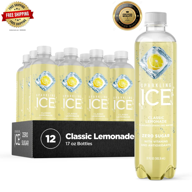 Sparkling Ice Classic Lemonade Sparkling Water 12 Pack, Low 