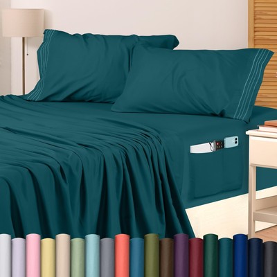 King Sheet Set   Soft Microfiber 4 Piece Hotel Luxury Bed Sheets with Deep Po...
