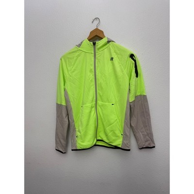 Russell Boys XXL 18 Dri-Power 360 Full Zip Hoodie Neon Lime Green Grey Jacket