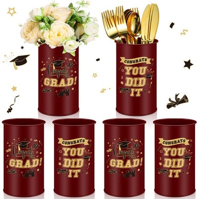 Domensi 12 Pcs Maroon Galvanized Metal Vases Graduation Centerpiece