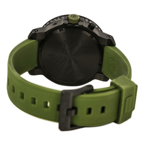 Pre-owned Nixon Women's The Raider Watch Chrono Black Dial Green Silicone Strap A3171089