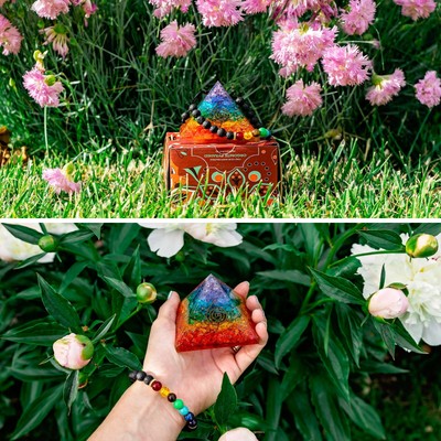 Orgone 7 Chakra Pyramid Energy Generator for Emf Protection Handmade in India