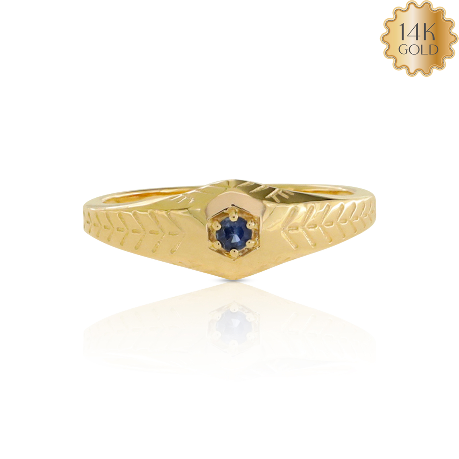 14K Gold 0.04 Ct Natural Blue Sapphire September Birthstone Vintage Style