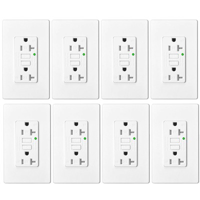 20A GFCI Receptacle Outlet Self-Test Weather-Resistant & Tamper-Resistant ETL ×8
