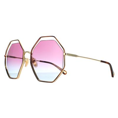 Pre-owned Chloé Chloe Sunglasses Ch0045s 003 Gold Blue Pink Gradient In Purple