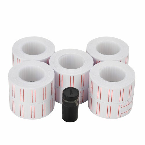 10 Rolls 6000pcs White Price Paper Tag Sticker Gun Labels Refill US For MX 5500