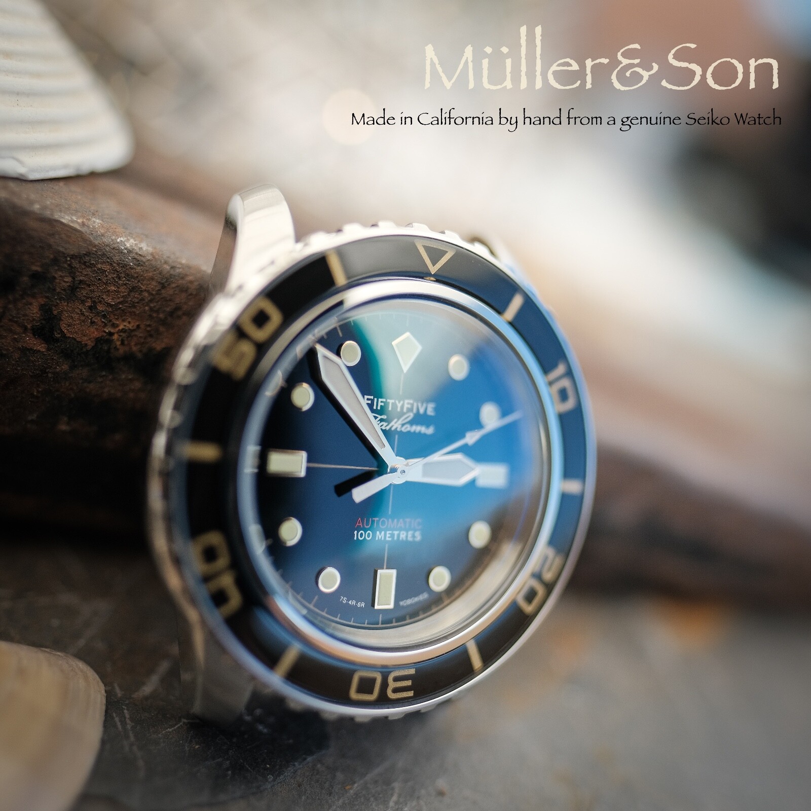 Pre-owned Müller&son Watch "gold Mod 1 No Date" Made From Seiko Snzh57 Fifty Five Fathoms