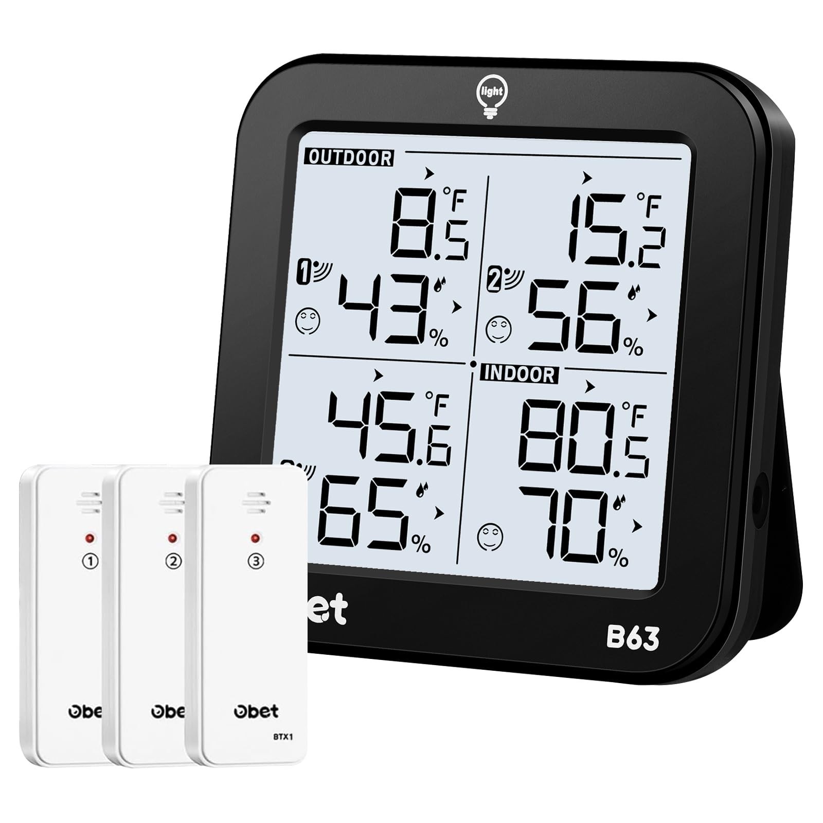Wireless Weather Station Indoor Outdoor Thermometer, Digital Temp & Humidity Mon