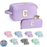 YOOLIFE Cosmetic Bag for Women - Monogram Cute Initial Purple Makeup Bags Cosmetic Toiletry Pouch Make Up Case for Women Her Best Friend Friendship Mom Teacher, Personalized Birthday Gifts for Women C