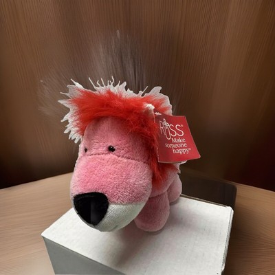 Russ Berrie Co. Valentine Lion 8  Plush Stuffed Zoo Animal Heart Red Mane Heart