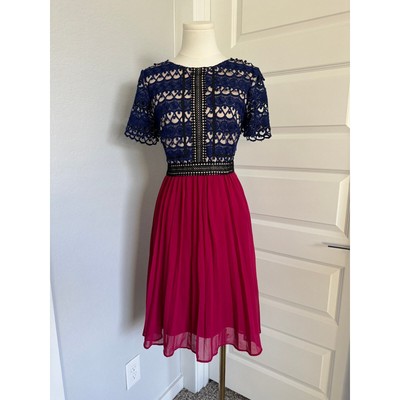 Jax Black Label Women's Blue and Pink Colorblock Lace Dress Size 6-NWOT
