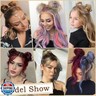 SOFEIYAN 2PCS Messy Bun Hair Piece Wavy Curly Chignon Extension Mini Messy Hair Bun Scrunchies Synthetic Donut Wig Accessory Updo Space Bun Hair Pieces for Women Girls, Strawberry BlondeandBleach Blonde
