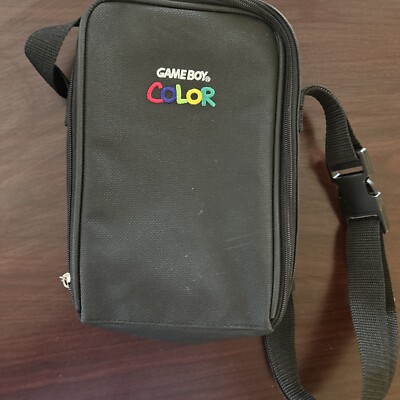Official Nintendo GameBoy Color Travel Carrying Case Black Zipper Bag Embroider