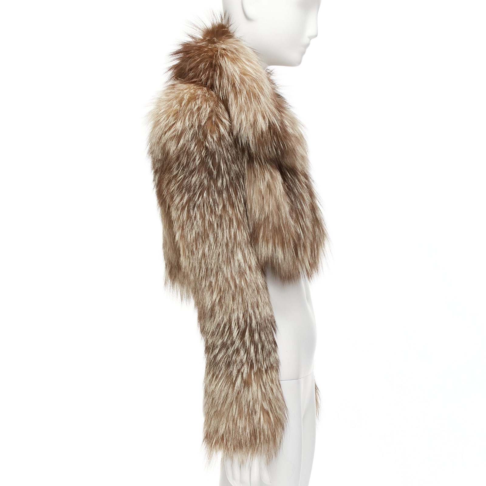 FENDI brown fur long sleeve crop jacket with detachable FENDI brown fur long sleeve crop jacket with detachable