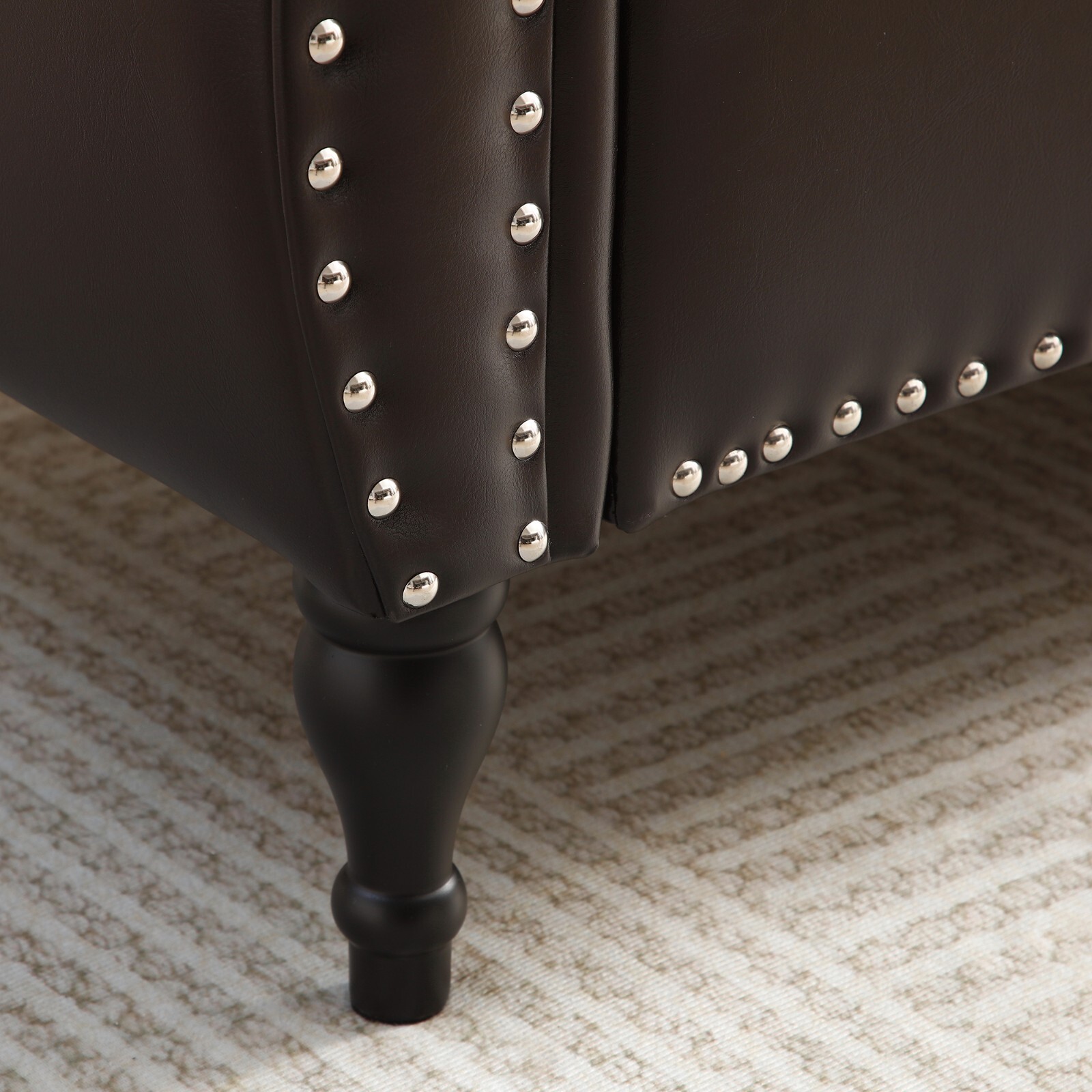 Modern Faux Leather Upholstered End of Bed Bench Storage Ottoman with Rolled Arm