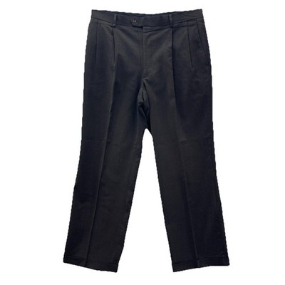 Stafford Dress Pants Men 36S Brown 100% Wool Pleated Cuffed Knit Corpcore Slacks