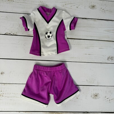 Emily Rose 18'' Doll Soccer Outfit With Purple & White Jersey & Shorts Set