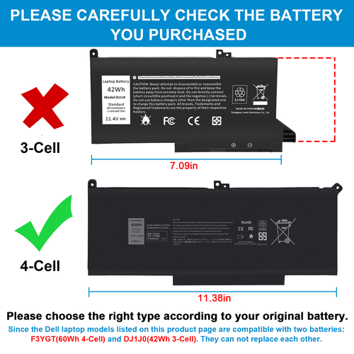F3YGT Battery DM3WC For Dell Latitude 12 13 14 7280 7290 7380 7390 7480 7490 PC
