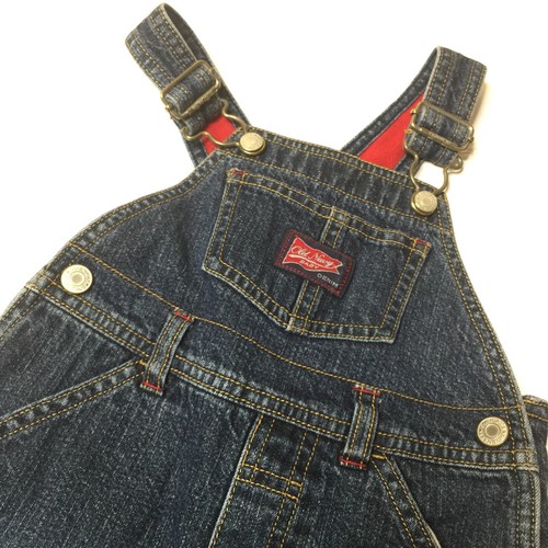 Old Navy Baby Red Fleece Lined Denim Overalls Unisex Size 12-18 Months