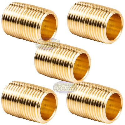 5 Pack 1/2'' NPT X Male Close Pipe Nipples Threaded Brass Fitting Pipe Connector