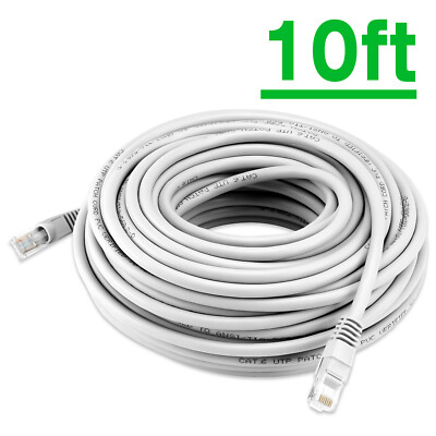 Cat6 Ethernet Cable RJ45 Network Cord Internet White Patch 6/10/25/60/100ft
