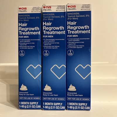 CVS Health Unscented Topical Solution 5% Hair Regrowth Treatment for Men 3 Month