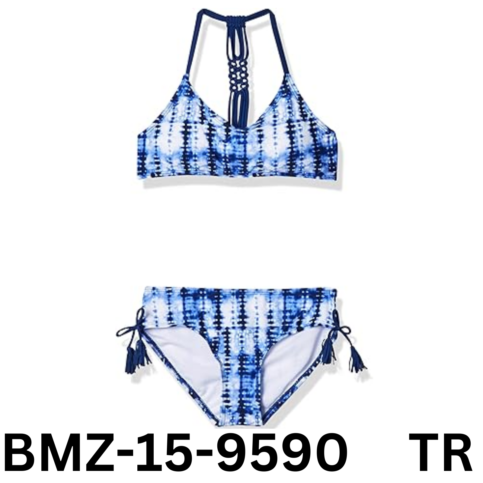 Kanu Surf Girls V-Neck Bikini Beach Sport 2pc Swimsuits, Willow Navy Tie-Dye, 10