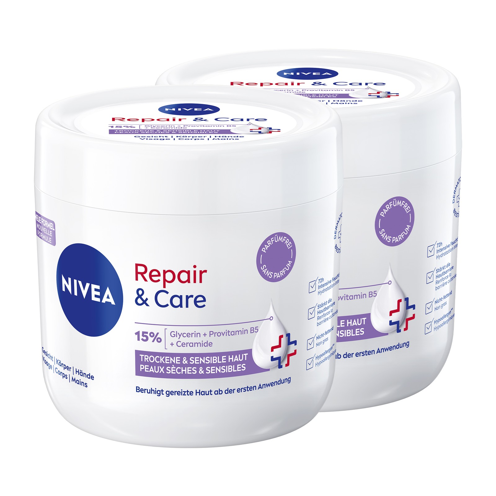 NIVEA Repair & Care Creme-Tiegel Parfümfrei 400ml - Bild 1 von 6