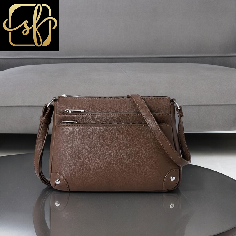 Coffee Brown Crossbody Bags for Women, Medium Size Shoulder Handbags, Satchel Pu
