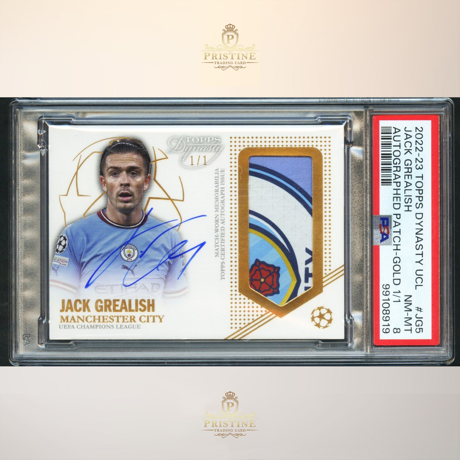 JACK GREALISH 2022-23 Topps Dynasty UCL 1/1 Gold Patch Auto JACK GREALISH 2022-23 Topps Dynasty UCL 1/1 Gold Patch Auto