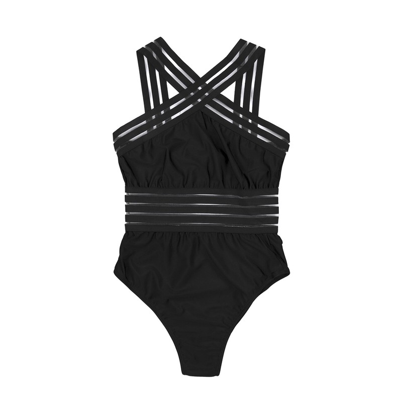 Sexy One-piece Swimsuit Cross Shoulder Straps Beachwear Bather