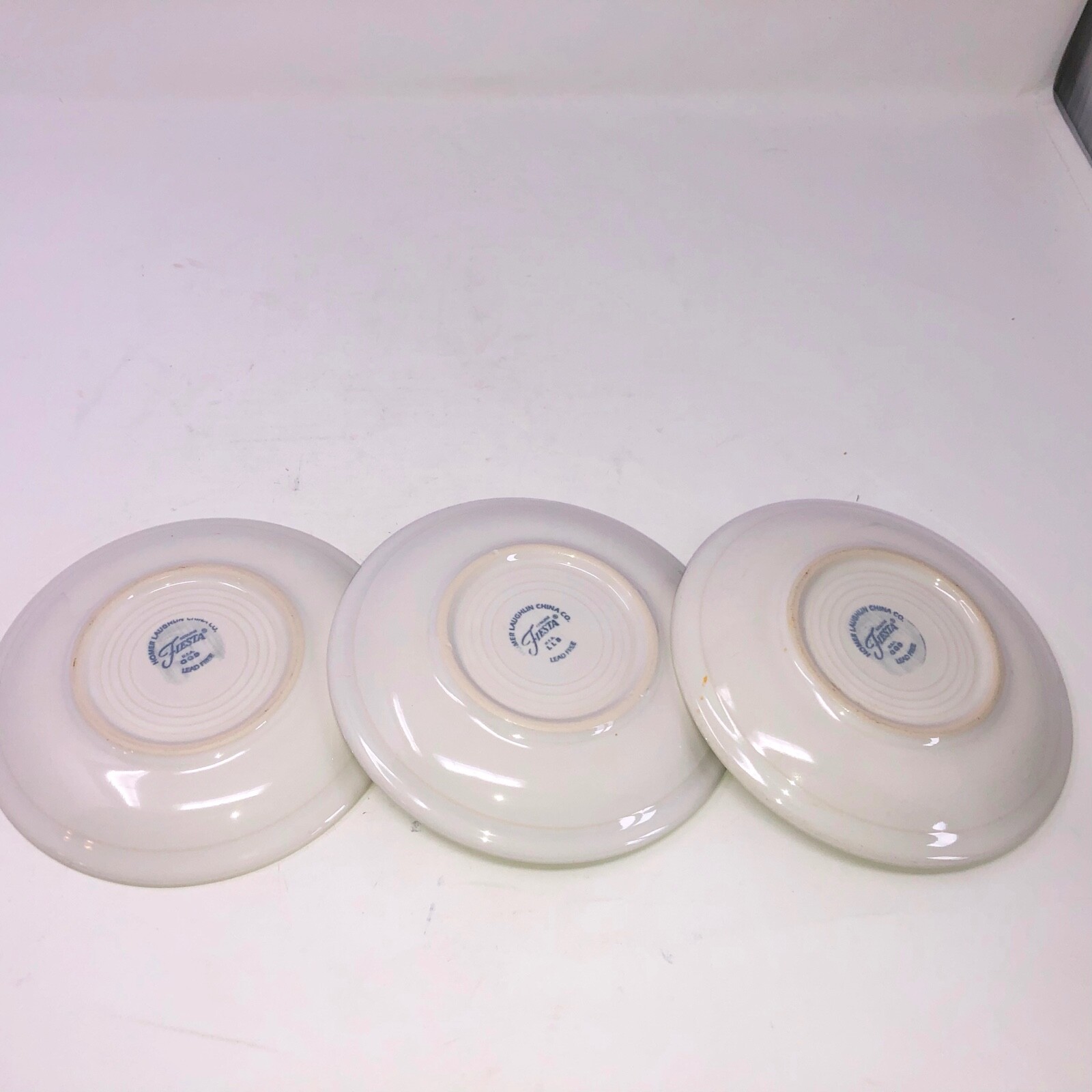Fiestaware lot of 3 saucer plates white #0470 5 7/8 fits cup 0452