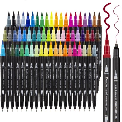 Art Markers Double Tip Brush Pens, 61Pcs Fine and Brush Pen Markers Set for K...