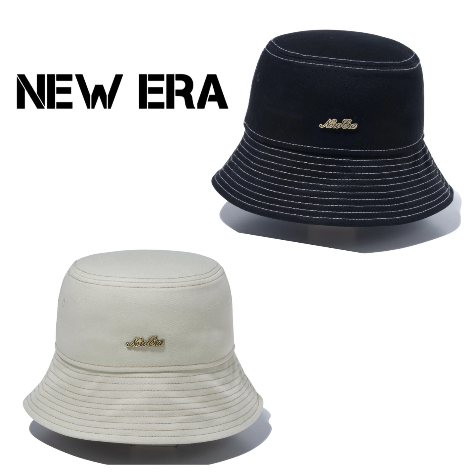 New Era Bucket 01 Metal Logo Unisex 2 Colors Ivory Black 3 New Era Bucket 01 Metal Logo Unisex 2 Colors Ivory Black 3
