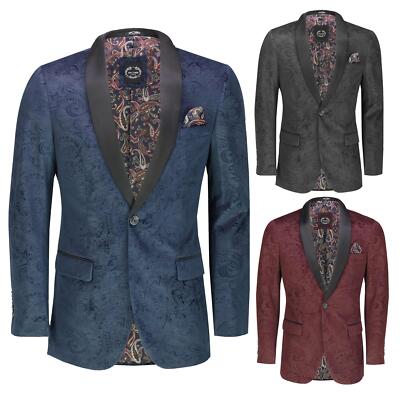 Navy Paisley Velvet Tuxedo Jacket