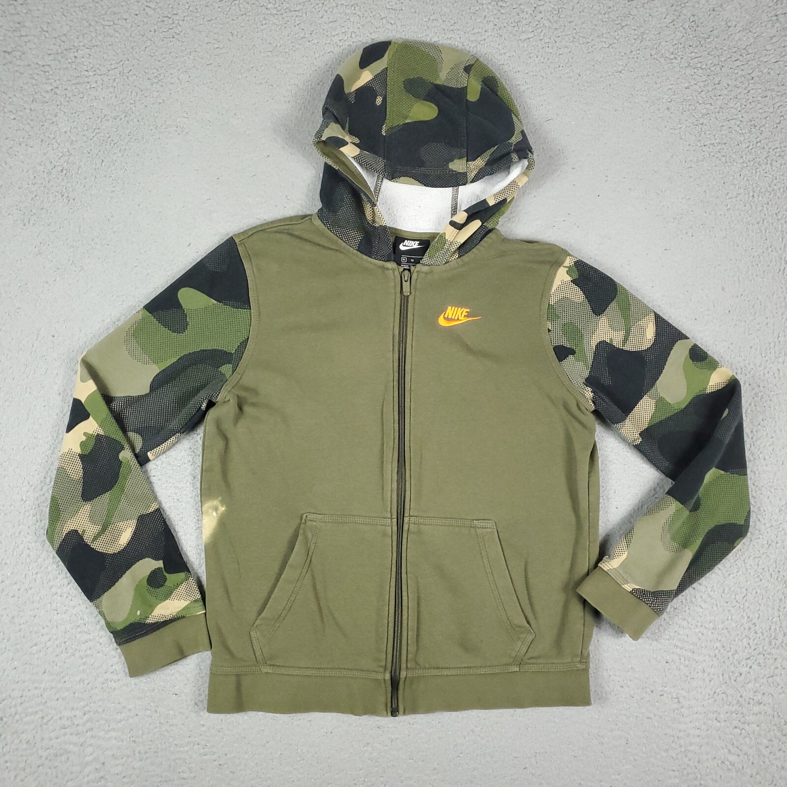 Nike Camouflage Full Zip Up Hoodie Sweater Sweatshirt Kids