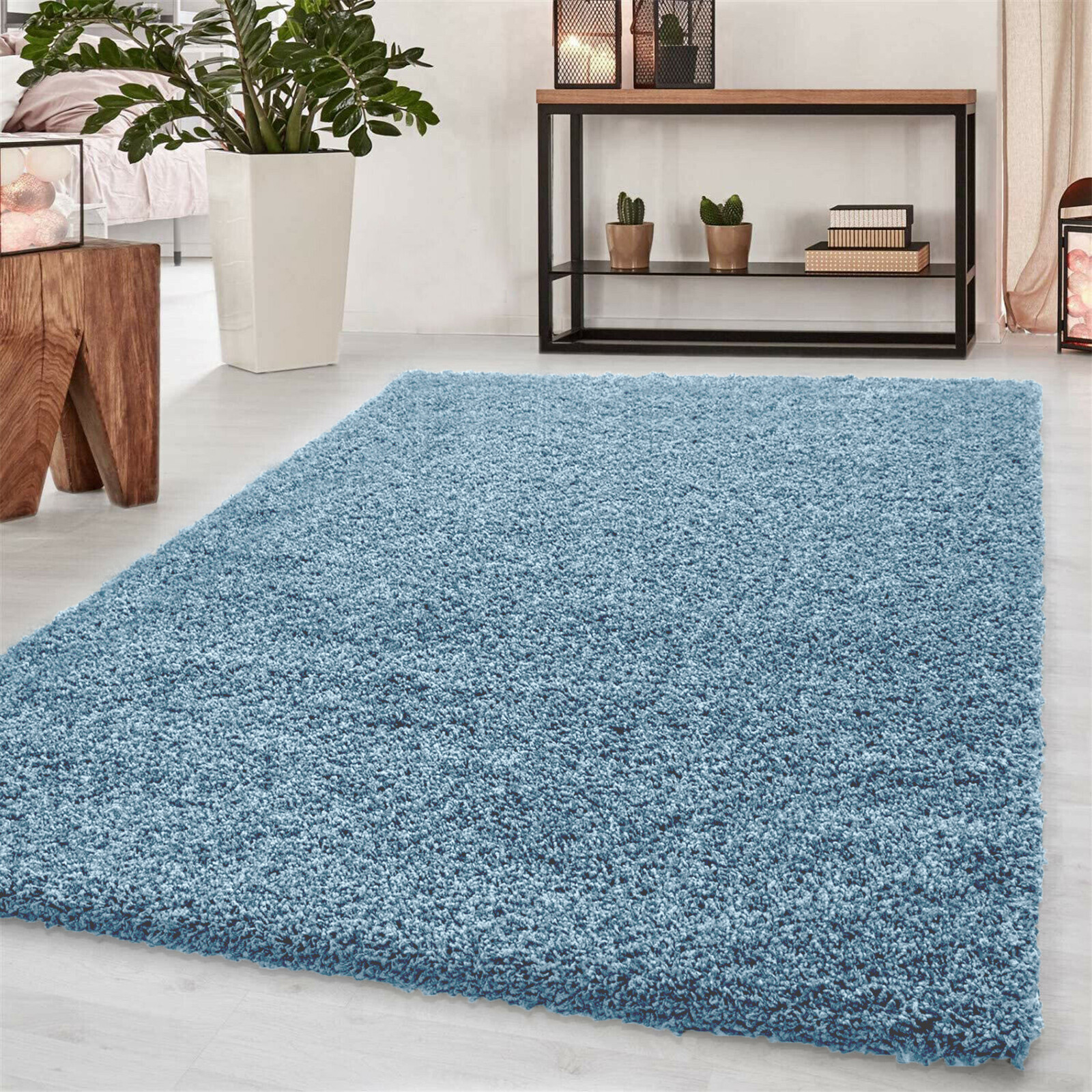 Duck Egg Blue Soft Shaggy Area Rugs Plain Soft Non Slip Living Room Rug Bedroom eBay