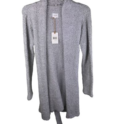  Lemon Brand Soft Cozy Belted Robe Gray  Size Small Medium Fuzzy Lounge NEW