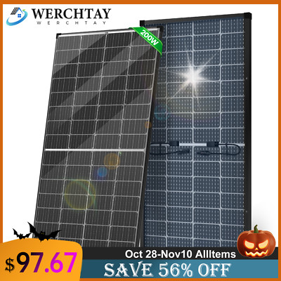 200W Bifacial Solar Panel 12V Home PV Power Off-Grid Boat Power Camping Battery