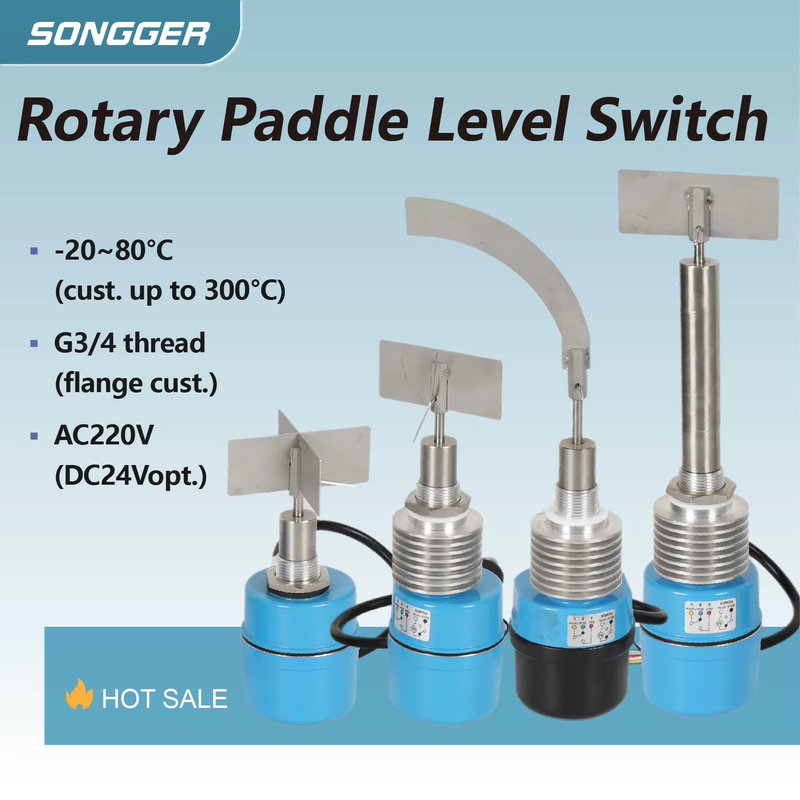 Rotary Paddle Level Switch High Temperature SS304 Thread Flange Mount Bulk Silo