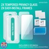 Smartish® iPhone 17 Pro Privacy Screen Protector - Tuff Sheet - 2-Pack Tempered Glass Screen Protectors - [Scratch Resistant] 9H Anti Spy with Easy Install Frame - for Apple iPhone 17 Pro