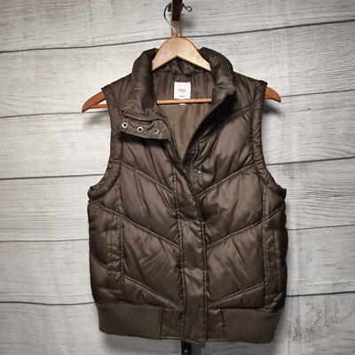 Gap Women's Chocolate Brown Sleeveless Puffer Full Zip Vest - Size Medium