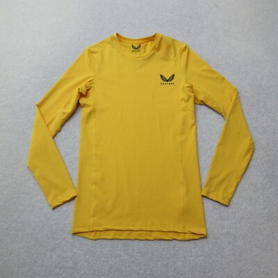 Castore Compression Shirt Mens Medium Yellow Top Long Sleeve Gym Sports NWOT