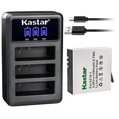 Kastar Battery LCD Triple Charger for Xiaomi YI 2 AZ16-1 & Yi Lite Action Camera