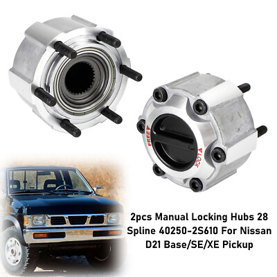 2pcs Manual Locking Hubs 28 Spline 40250-2S610 For Nissan D21 Base/SE Pickup YU